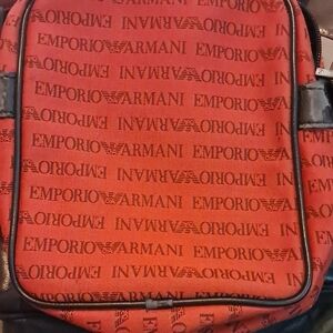 Emporio Armani Red and Black Messenger Bag
